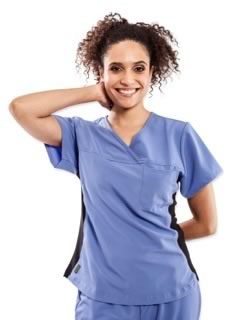 The aveTM Scrubs line which are a fashion-forward, yoga-style medical apparel line with comfort 4-way stretch fabric that fit and move like high-end yoga apparel. 